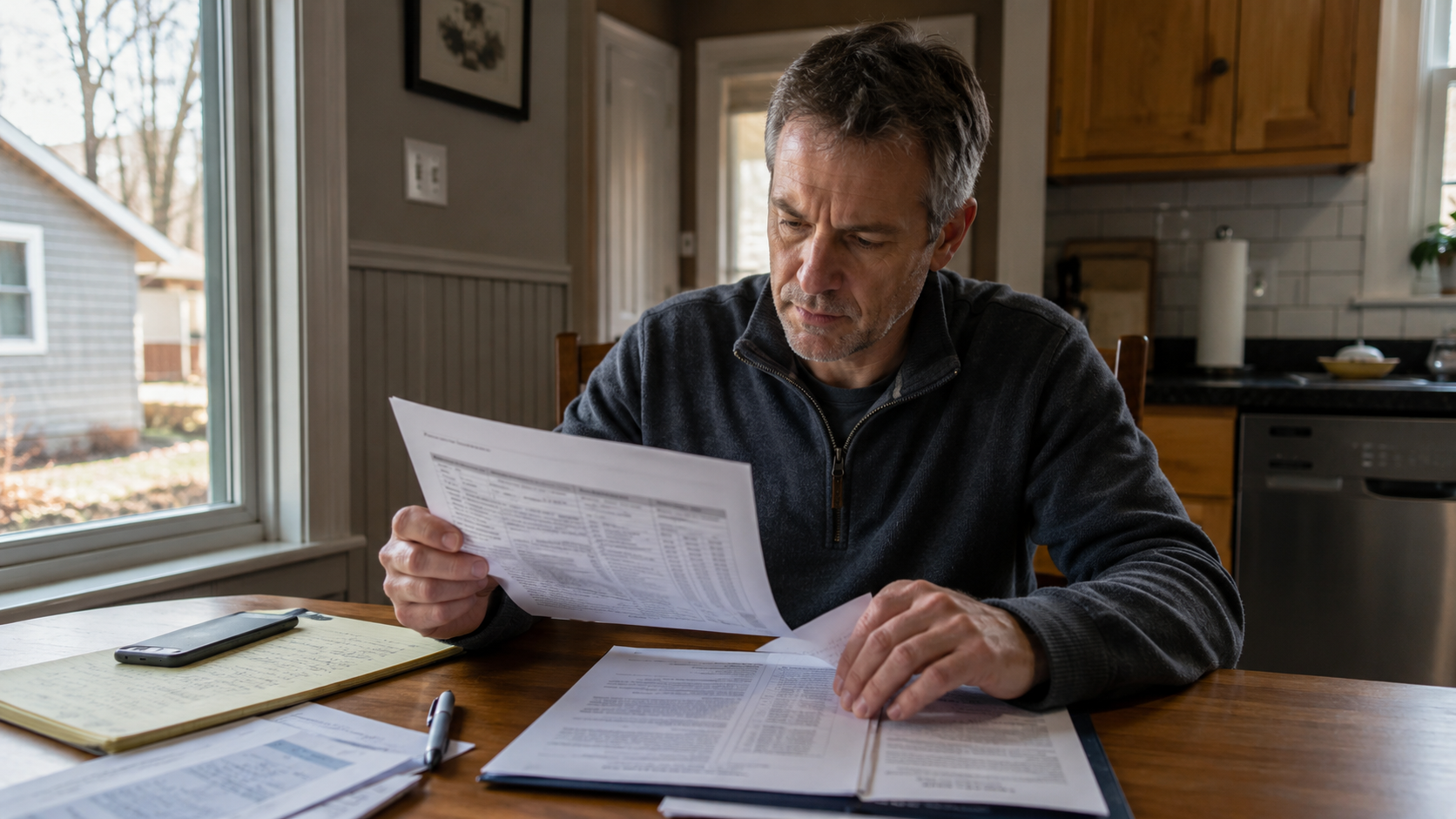 Worcester homeowner reviewing contractor deposit percentage and payment schedule before signing a contract